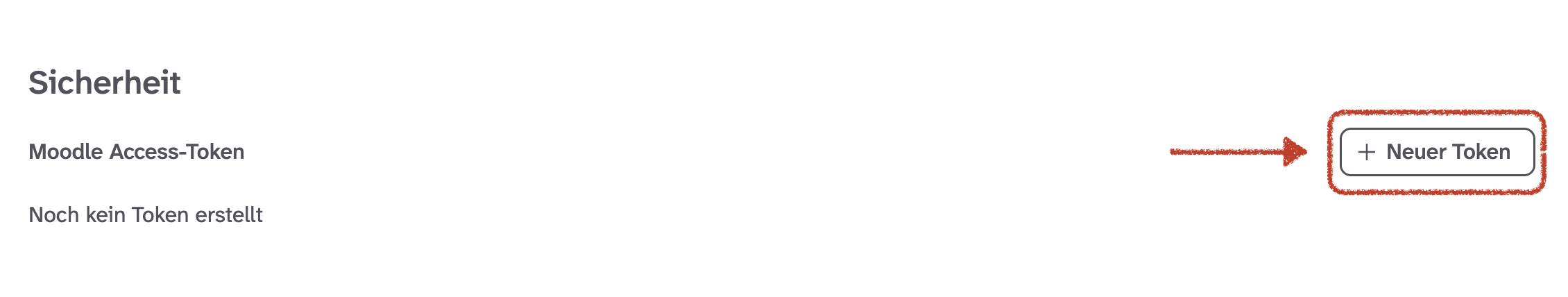 Bereich 'Sicherheit' auf der DACHS-Profilseite mit der hervorgehobenen Schaltfläche zur Tokengenerierung für Moodle